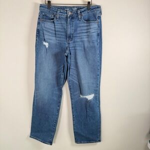 Old Navy O.G.‎ Loose High Rise Distressed Ripped Classic Denim Blue Jeans 12